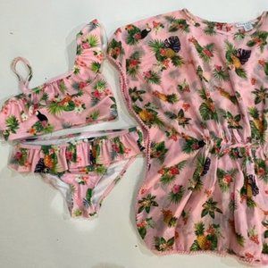 Primark Pink Tropical Floral 3 Piece Bikini Set